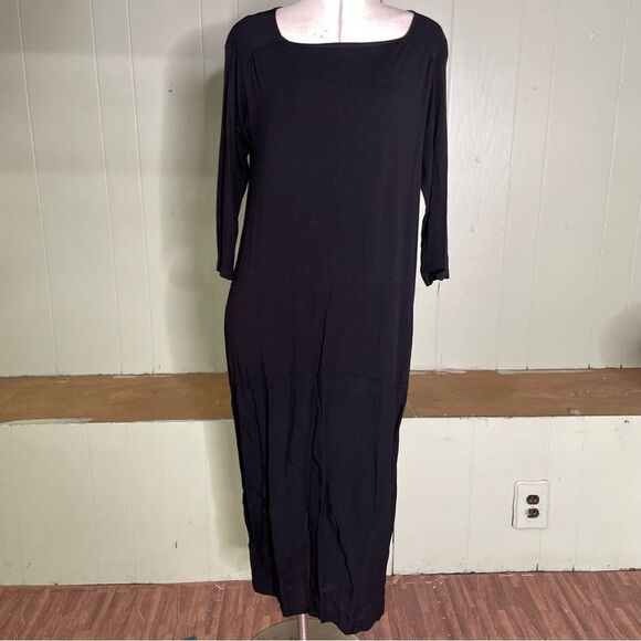 Transit Par-Such Black Long Sleeve Midi Dress Lagenlook Medium Made in‎ Italy - Picture 2 of 11